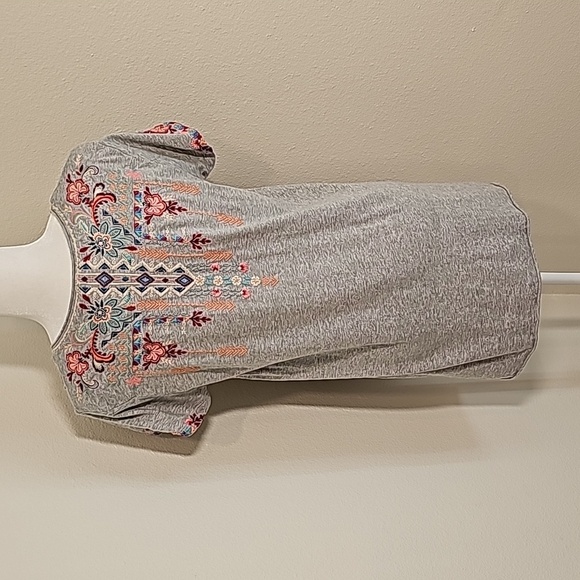 Johnny Was Tua Knit Drape Top Shirt Blouse Short Sleeve V-neck Pullover Floral S - Picture 6 of 16